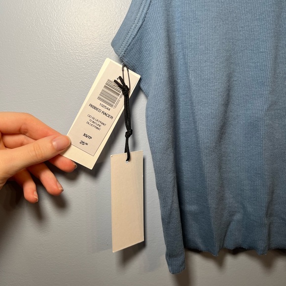 TNA Blue Cropped Ribbed Tank Top - Picture 2 of 4